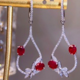 14k Gold 2.01 Ctw Natural Ruby & Diamond Earrings