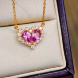 14k Gold 1.23 Ctw Natural Sapphire & Diamond Pendant( Without Chain )