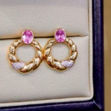 14k Gold 0.79 Ctw Natural Sapphire & Diamond Earrings