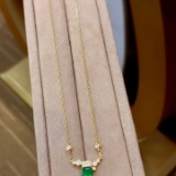 14k Gold 1.15 Ctw Natural Emerald & Diamond Pendant( Without Chain )