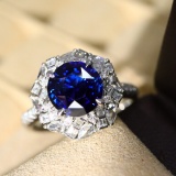 14k Gold 2.85 Ctw Natural Sapphire & Diamond Ring