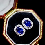 14k Gold 1.29 Ctw Natural Sapphire & Diamond Earrings
