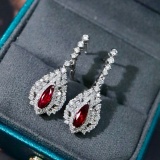14k Gold 2.28 Ctw Natural Ruby & Diamond Earrings