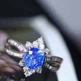 14k Gold 1.53 Ctw Natural Sapphire & Diamond Ring