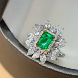 14k Gold 0.93 Ctw Natural Emerald & Diamond Ring