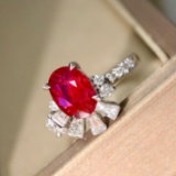 14k Gold 2.59 Ctw Natural Ruby & Diamond Ring