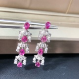 14k Gold 3.41 Ctw Natural Ruby & Diamond Earrings
