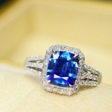 14k Gold 1.79 Ctw Natural Sapphire & Diamond Ring