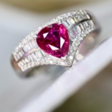 14k Gold 1.39 Ctw Natural Ruby & Diamond Ring