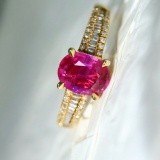 14k Gold 1.26 Ctw Natural Ruby & Diamond Ring