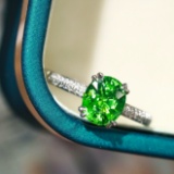 14k Gold 1.24 Ctw Natural Tsavorite & Diamond Ring