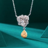 14k Gold 0.34 Ctw Natural Yellow Diamond & Diamond Necklace