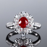 14k Gold 1.61 Ctw Natural Ruby & Diamond Ring