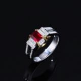 14k Gold 1.31 Ctw Natural Ruby & Diamond Ring