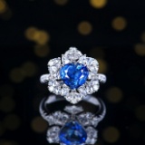 14k Gold 4.29 Ctw Natural Sapphire & Diamond Ring/pendant( Without Chain )