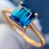 14k Gold 2.45 Ct Natural Tourmaline & Diamond Ring