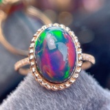 14k Gold 4.4 Ct Natural Opal & Diamond Ring