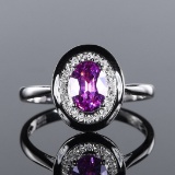 14k Gold 1.06 Ctw Natural Sapphire & Diamond Ring