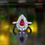 14k Gold 1.93 Ctw Natural Ruby & Diamond Ring/pendant( Without Chain )