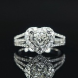 Gia Certified 14k Gold 1.00 Ct Natural G Vs2 Heart Diamond Ring