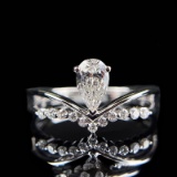 Gia Certified 14k Gold 0.35 Ct Natural G Vs2 Pear Diamond Ring