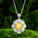 14k Gold 1.59 Ctw Natural Yellow Diamond & Diamond Pendant( Without Chain )