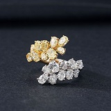 14k Gold 3.06 Ctw Natural Yellow Diamond & Diamond Ring