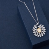 14k Gold 1.65 Ctw Natural Yellow Diamond & Diamond Pendant( Without Chain )