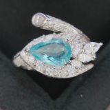 14k Gold 2.27 Ctw Natural Paraiba Tourmaline & Diamond Ring
