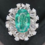 14k Gold 4.78 Ctw Natural Paraiba Tourmaline & Diamond Ring/pendant( Without Chain )