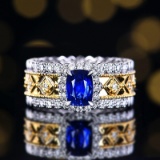 14k Gold 1.56 Ctw Natural Sapphire & Diamond Ring