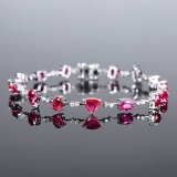 14k Gold 5.18 Ctw Natural Ruby & Diamond Bracelet