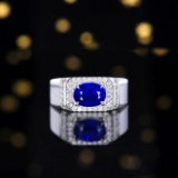 14k Gold 3.31 Ctw Natural Sapphire & Diamond & Men¡¯s Ring