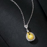 14k Gold 0.90 Ctw Natural Yellow Diamond & Diamond Pendant( Without Chain )