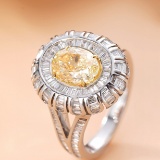 14k Gold 2.73 Ctw Natural Yellow Diamond & Diamond Ring