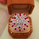 14k Gold 1.81 Ctw Natural Ruby & Diamond Ring