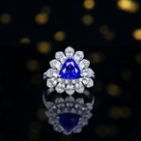 14k Gold 3.28 Ctw Natural Tanzanite & Diamond Ring