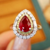 14k Gold 1.98 Ctw Natural Ruby & Diamond Ring/pendant( Without Chain )