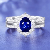 14k Gold 1.63 Ctw Natural Sapphire & Diamond Ring