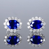 14k Gold 2.32 Ctw Natural Sapphire & Diamond Earrings