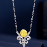 14k Gold 0.53 Ctw Natural Yellow Diamond & Diamond Necklace
