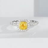 14k Gold 0.72 Ctw Natural Yellow Diamond & Diamond Ring