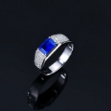 14k Gold 1.80 Ctw Natural Sapphire & Diamond & Men¡¯s Ring