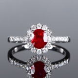 14k Gold 1.31 Ctw Natural Ruby & Diamond Ring