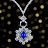 14k Gold 3.01 Ctw Natural Sapphire & Diamond Ring/pendant( Without Chain )