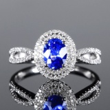 14k Gold 1.02 Ctw Natural Sapphire & Diamond Ring