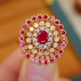 14k Gold 0.80 Ctw Natural Ruby & Ruby Ring