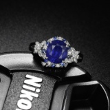 14k Gold 2.37 Ctw Natural Sapphire & Diamond Ring