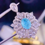 14k Gold 1.55 Ct Natural Paraiba Tourmaline & Diamond Ring/pendant( Without Chain )
