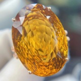 14k Gold 28.63 Ct Natural Citrine & Diamond Ring